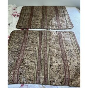Croscill Pillow Shams Tangier King Damask Stripe Bronze Burgundy Rich‎ Set Of 2